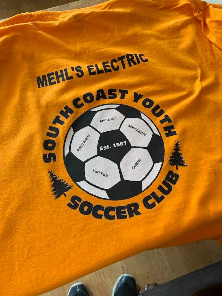South Coast Youth Soccer Club jersey — Point Arena, Gualala, Fort Ross